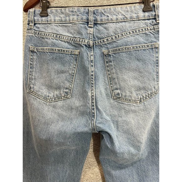 H&M Jeans Women 8 Blue Light Wash Straight Raw Hem High Rise Cropped - Picture 10 of 11